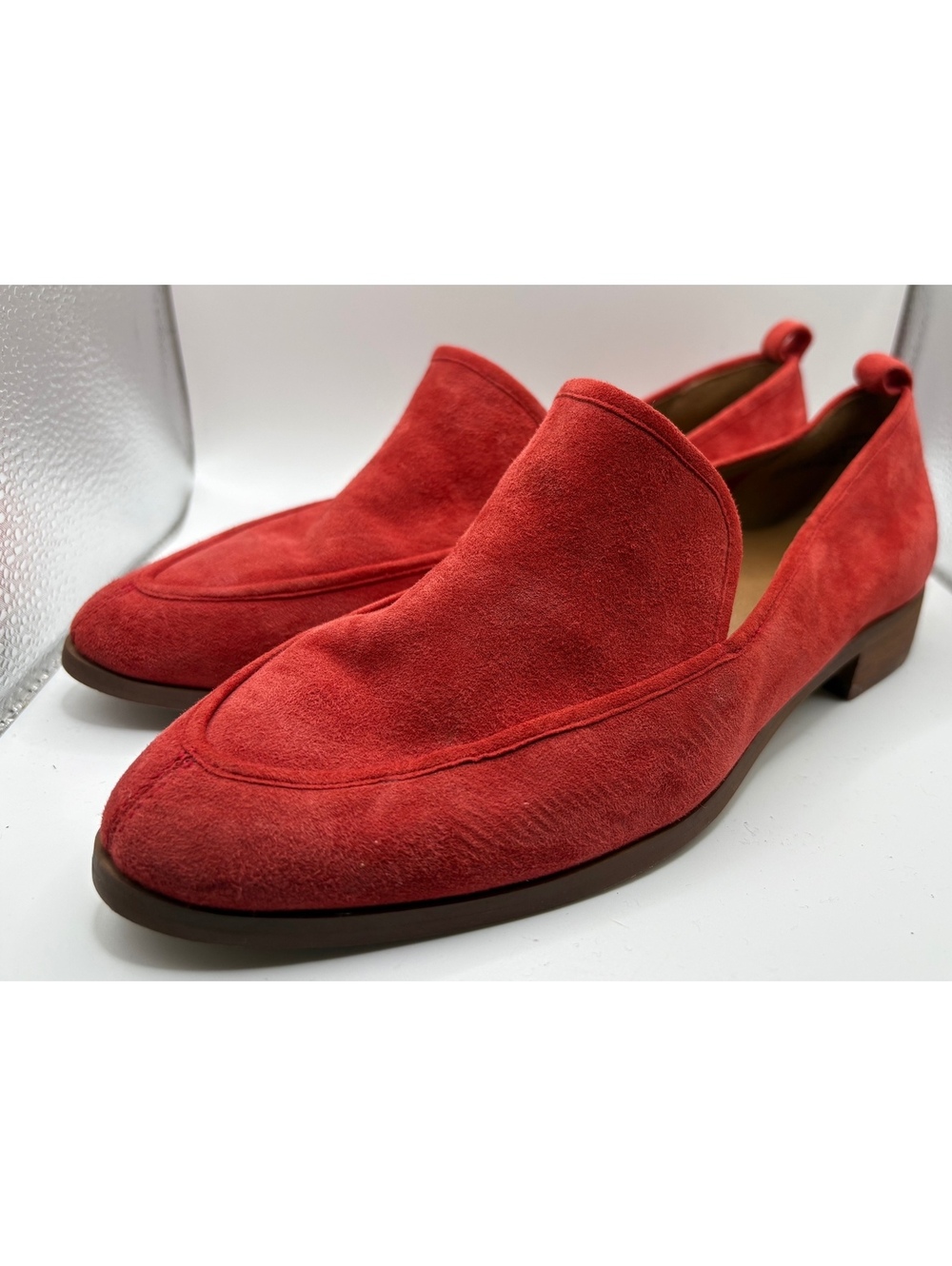 Susina Orange-Red Genuine Leather Suede Casual Flat Loafers Women Size 7.5
